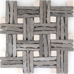 Natursteinmosaik Multiformat Slate Black Marble Beige 30x30 cm Mosaikfliesen auch als Muster erhältlich