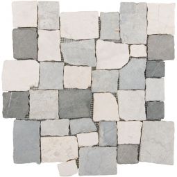 Natursteinmosaik Multiformat Marmor Murcino Creme Grey Black 30x30 cm Mosaikfliesen auch als Muster erhältlich