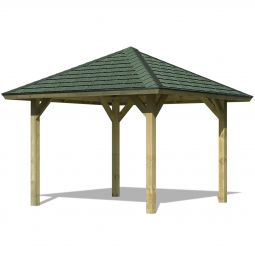 Karibu Pavillon Bergen Sparset Holzpavillon verschiedene Größen, inkl. grüne Dachschindeln, kesseldruckimprägniert