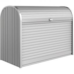 Biohort StoreMax Rollladenbox silber-metallic Zweigeteiltes Rollladen-Öffnungssystem, Regenwasserdicht und abschließbar