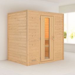 Karibu Woodfeeling Sauna Sonja Massivholzsauna für bis zu 1-2 Personen, praktisches Steck-Schraubsystem