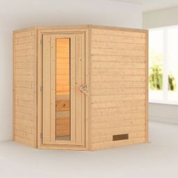Karibu Woodfeeling Sauna Svea Optimal für bis zu 1-2 Personen, 38 mm starke Wandbohlen aus nordischem Fichtenholz