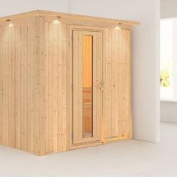 Karibu Sauna Bodin 68mm starke Wandkonstruktion, niedriger Energieverbrauch durch Mineraldämmwolle