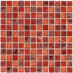 Kombimosaik Glas Naturstein Maya Red 30x30 cm Mosaikfliesen 8 mm auch als Muster erhältlich