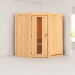 Karibu Sauna Taurin Platzsparend durch praktischen Eckeinstieg, optimal für kleine Räume, für 1-2 Personen