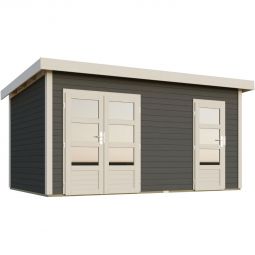 Karibu Woodfeeling Gartenhaus Mattrup Terragrau Gartenhütte Abmessung (BxT) 427x274 cm, nordische Fichte, Wandstärke 28 mm