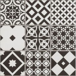 Fliesen Brügge Schwarz Mosaik glasiert matt mit Rundkante 22,3x22,3 cm Stärke 8 mm 1 Pack = 23 Stück, auch als Muster erhältlich