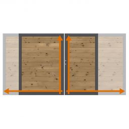 TraumGarten Doppeltor auf Maß Sichtschutzzaun SYSTEM THERMO-HOLZ MASSIV Thermisch behandeltes Holz mit Aluminium-Rahmen, formstabil, wetterfest und pflegeleicht, Breite bis 360 cm, Höhe bis 180 cm