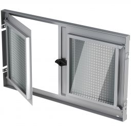 ACO Stahlkellerfenster 80x50cm Zweiflügelig Fenster Sicherheitsscheibe, inkl. Mauerverbinder und drehbarem Schutzgitter