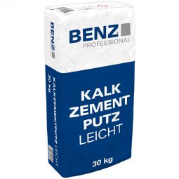 BENZ PROFESSIONAL Kalkzementputz LEICHT 30 kg Sack, für hochwärmedämmende Untergründe, als Außen- und Innenputz