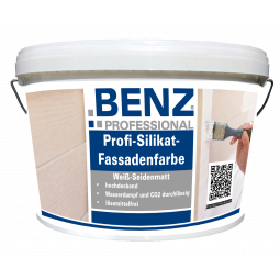 BENZ PROFESSIONAL Profi-Silikat-Fassadenfarbe weiß für Kalk- und Zementputz, Beton, Backstein und WDVS
