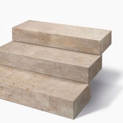 Seltra Natursteine Blockstufen NOCE TOROSA Travertin hellbraun allseits geschliffen, Kanten gefast, verschiedene Größen