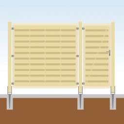Sichtschutzzaun mit Tor Komplett-Set Holz Individualisieren Sie Ihren Zaun mit unserem Konfigurator - inkl. Pfosten & Befestigungsmaterialien