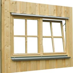 Skan Holz Doppelfenster Naturbelassen für Carports Echtglas, mit Dreh- und Kippfunktion
