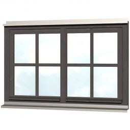 Skan Holz Doppelfenster Schiefergrau für Carports Echtglas, mit Dreh- und Kippfunktion