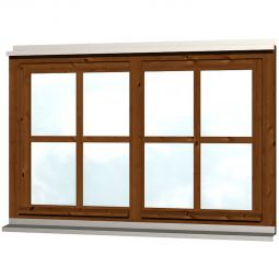 Skan Holz Doppelfenster Nussbaum für Carports Echtglas, mit Dreh- und Kippfunktion