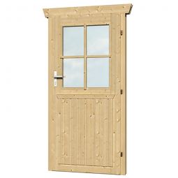 Skan Holz Einzeltür BxH 78,5x179,5cm für Gartenhaus 28mm mit Echtglas, für Wandstärke 28mm