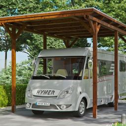 Skan Holz Carport Caravan Emsland Nussbaum Unterstand verschiedene Größen, Leimholz (Fichte), Pfostenstärke 12x12cm