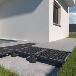 ferax SAFEST Komplett-Set für Dämmungen und PVC-Folien Doppelboden-System Komplett-Set für 5,4 m², stabile, höhenverstellbare Verlegung mit hoher Tragkraft und sicherem Plattenhalt