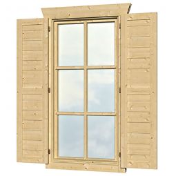 Skan Holz Fensterläden 57,5x123,5cm zweiteilig für Einzelfenster aus Fichtenholz