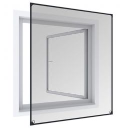 Windhager Insektenschutz mit Magnetrahmen anthrazit 100x120cm für Fenster, einfache Selbstmontage mittels selbstklebendem Magnetstreifen