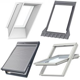 VELUX Dachfenster Sparset GGU THERMO+EDZ+Wellker Solar-Rollladen+LSB Fenster Dachfenster+Eindeckrahmen+Solar-Rollladen+Innenfutter