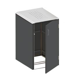 Binto Mülltonnenbox 1er-Box HPL-Schiefer Edelstahl-Klappdeckel Mülltonnenverkleidung für Behälter bis max. 240 Liter