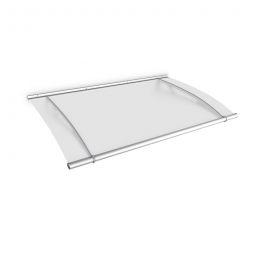 gutta Pultvordach PT-L Edelstahl, weiß-satiniert Dach 150 cm bis 270 cm breit, Edelstahl matter Rahmen mit weiß satiniertem Acrylglas



