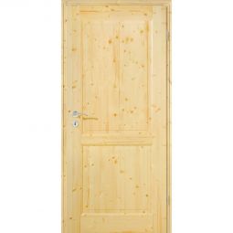 Kilsgaard Zimmertür mit Zarge Set Typ 02/02 Holz Kiefer unbehandelt einfach konfigurierbar, Profilzarge und Türblatt mit Eckkante aus Massivholz