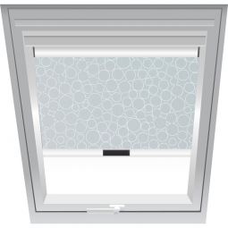 Roto Verdunklungsrollo Kreise-Grau 3-V56 lichtundurchlässig, Bedienung manuell oder elektrisch, für verschiedene Fenstergrößen konfigurierbar