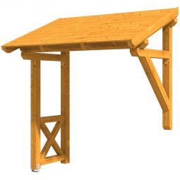 Skan Holz Vordach Paderborn Dach mit Seitenteil Eiche Hell Pultdach mit Seitenteil aus nordischer Fichte, überdachte Fläche 242x156 cm, solide Zapfenlochverbindungen Konstruktionsvollholz