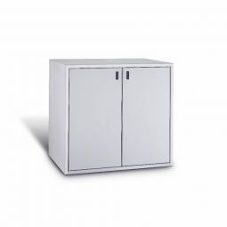 Paul Wolff Mülltonnenbox Einstiegsmodell Basis Weißaluminium 2er Box Mülltonnenverkleidung  für Behälter bis max. 240 Liter, mit Korpus aus Sichtbeton
