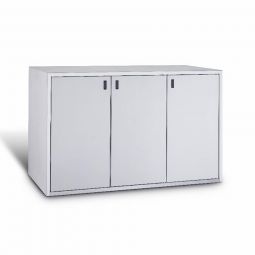 Paul Wolff Mülltonnenbox Einstiegsmodell Basis Weißaluminium 3er Box Mülltonnenverkleidung für Behälter bis max. 240 Liter, mit Korpus aus Sichtbeton
