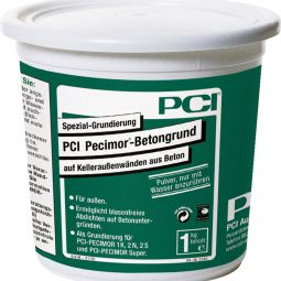 PCI Pecimor-Betongrund Spezial-Grundierung Weiß Kellerabdichtung 1kg Eimer, auf Kelleraußenwänden aus Beton