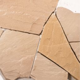 Seltra Natursteine Polygonalplatten MANDRA Sandstein gelb-hellbeige Oberfläche spaltrau, verschiedene Größen, 4-7 Stk./m², 2,5-4 cm