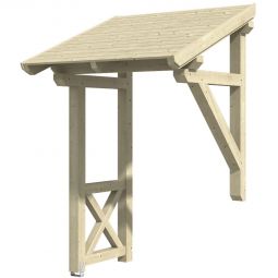 Skan Holz Vordach Potsdam Dach mit Seitenteil Natur Pultdach aus nordischer Fichte, überdachte Fläche 176x156 cm, solide Zapfenlochverbindungen Konstruktionsvollholz