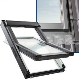 Roto Schwingfenster RotoQ Q4 K200 114x78 cm Kunststoff Aluminium Dachfenster inkl. Eindeckrahmen 2-fach-Premiumverglasung, Wärmedämmblock und Steckrahmen