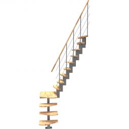 Minka Mittelholmtreppe Quatro Turn 1/4 gewendelt grau Raumspartreppe mit Podest für 90-Grad-Wendelung, bis Geschosshöhe 298 cm