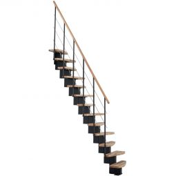 Minka Mittelholmtreppe Quatro schwarz Raumspartreppe inklusive Handlauf aus lackiertem Echtholz, bis Geschosshöhe 298 cm