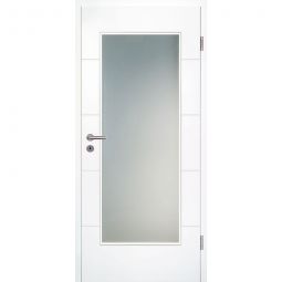 Kilsgaard Zimmertür mit Glas Typ 17/14 FW-LA weiß lackiert glatt sorglos Set mit Türzarge ähnlich RAL 9010 verschiedene Varianten