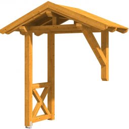 Skan Holz Vordach Siegen Dach mit Seitenteil Eiche Hell Satteldach mit Seitenteil aus nordischer Fichte, überdachte Fläche 247x116 cm, keilverzinktes und endlos verleimtes Massivholz