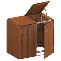 Binto Mülltonnenbox für 2 Behälter, Hartholz Mülltonnenverkleidung für Behälter bis max. 240 Liter