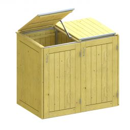 Binto Mülltonnenbox für 2 Behälter, Nadelholz Mülltonnenverkleidung für Behälter bis max. 240 Liter