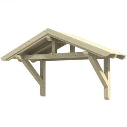 Skan Holz Vordach Stralsund Dach Natur Satteldach aus nordischem Fichtenholz, 289x114 cm, Konstruktionsvollholz mit soliden Zapfenlochverbindungen