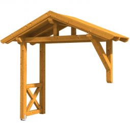 Skan Holz Vordach Stralsund Dach mit Seitenteil Eiche Hell Satteldach mit Seitenteil aus nordischem Fichtenholz, 289x116 cm, Konstruktionsvollholz mit soliden Zapfenlochverbindungen
