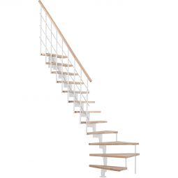 Minka Mittelholmtreppe Style Turn 1/4 gewendelt weiß Raumspartreppe 90-Grad-Wendelung nach rechts oder links möglich
