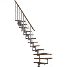 Minka Mittelholmtreppe Style Turn 1/4 gewendelt Walnuss grau Raumspartreppe 90-Grad-Wendelung nach rechts oder links möglich