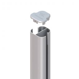 TraumGarten Sichtschutzzaun SYSTEM Eckpfosten Basic Aufdübeln Silber 75-180° Winkel, inkl. Bodenanker