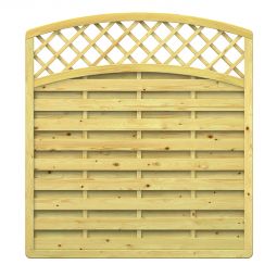 Sichtschutzzaun Holz XL Gitter-rund-oben verstärkter Rahmen, Lamellen glatt gehobelt, verschiedene Größen