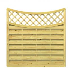 Sichtschutzzaun Holz XL 179x179cm Gitter-rund-unten verstärkter Rahmen, Lamellen glatt gehobelt